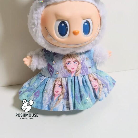 Disney Frozen Elsa Dress with Sparkle Sequin Bow Labubu Outfit - Picture 7 of 7